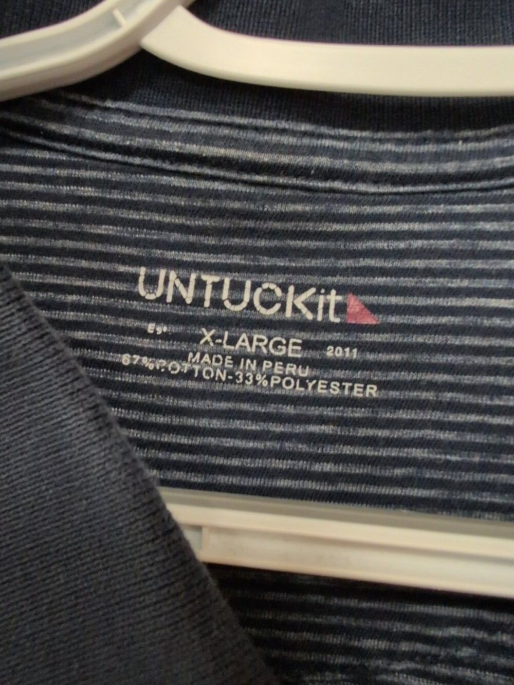 UNTUCKit Shirt Mens XL Navy Long Sleeve Polo Striped Cerro 2019 Preppy Casual - Picture 2 of 6